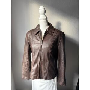 Brown Pamela McCoy Leather Jacket